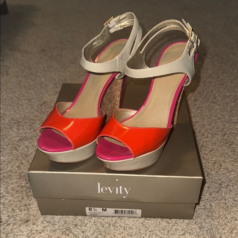Levity Orange and Pink wedge Heels